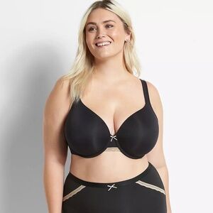 Cacique Lightly Lined Full Coverage Black Bra Women's Size 44DDD